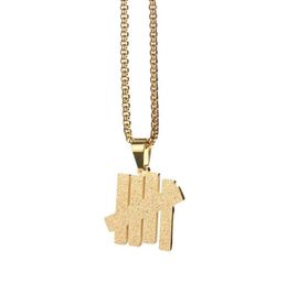 Pendant Necklaces Gold USA Undefeated Five Bar Necklace Minimalism Stainless Steel Bars Chain Hiphop Jewellery American9263976