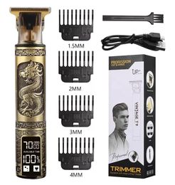 Hair Clipper Electric Razor Men Steel Head Shaver Gold with USB Styling Tools1121034