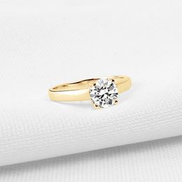 IOGOU 10K AU417 Solid Gold Wedding Engagement Bands 1.0CT Solitaire Moissanite Diamond Promise Rings Women Jewellery Certificate