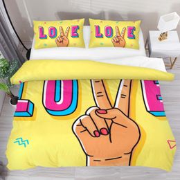 Peace Symbol Bedding Set Colourful Peace Sign Pattern Print Comforter Cover Americas Rasta Culture Microfiber Duvet Cover Set