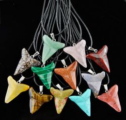 Lot 12pcs Natural Stone tooth pendant necklace turquoise charms for men women's gifts7758609