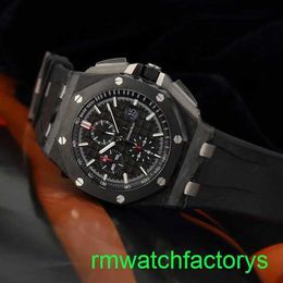 Famous AP Wrist Watch Royal Oak Offshore Series Automatic Mechanical Mens Watch Forged Carbon 44mm Time Display Ceramic Ring Tape Waterproof Night Light 26400