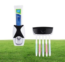 Toothbrush Holders Automatic Toothpaste Dispenser Holder Set Dustproof And Suction Wallmounted Bathroom Squeezer4638064