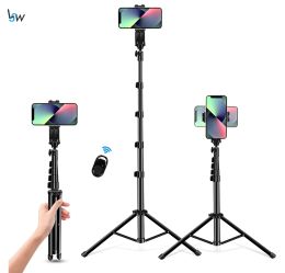 Tripods 160cm Selfie Stick Mobile Phone Tripod Stand with Bluetooth 1/4 Screw for iPhone iPad Tablet Camera Vlog YouTube Live Tiktok