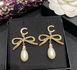 2022 Top quality Charm drop earring with nature shell beads and knot shape in 18k gold plated for women wedding Jewellery gift have 7802417