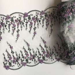 1meter Bilateral Floral Embroidery Lace Trim Fabric Garment Bra Underwear Lingerie Sewing Trimmings Sleeve 24cm
