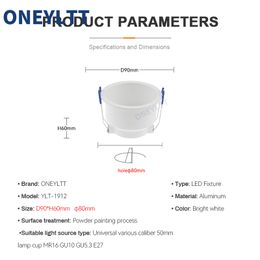 Square Round Recessed Downlight Spotlight Mounting Frame MR16 GU10 Base Socket Ceiling Lighting Fixture Replaceable Light Source