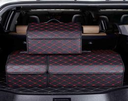 2PC Car Trunk Organiser Storage Box Waterproof Large Capacity Storage Bag Stowing Tidying Leather Folding Car Accessories Y2204144322209