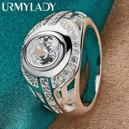 Cluster Rings URMYLADY 925 Sterling Silver Watch Round Zircon 6-10# Ring For Women Wedding Engagement Party Fashion Charm Jewelry