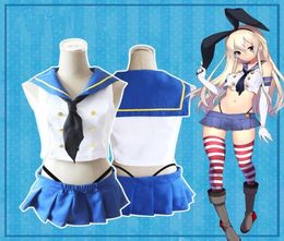 Asian Size Japan Anime Kantai Collection KanColle Shimakaze Kawaii Cosplay Costume Skirts School Uniform Full Set9980920