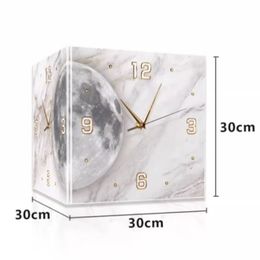 12inch Acrylic Corner Wall Clock Living Room Creative Clock With LED No Punching Corner Side Wall Watches Modern Home Decoration