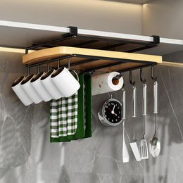 Multifunctional Hooks Storage Shelf Wardrobe Cabinet Metal Under Shelves Mug Hanger Bathroom Kitchen Organiser Hanging Rack