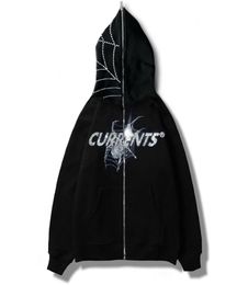 Mens Hoodies Sweatshirts Spider Diamond Men Zipper Hoodie Gothic Letter graphic punk clothes Teen Oversized Sweatshirts zip up Str6408530