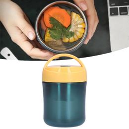 Dinnerware Insulated Jar 500ml 304 Stainless Steel Silicone Waterproof Keep Warm Lunch Box For SoupBlue