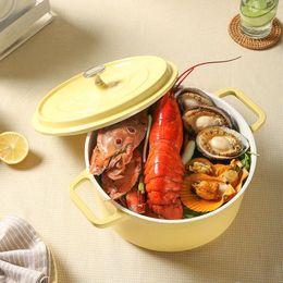 Bowls Enamel Pot Home Binaural Stew Soup Casserole Die-cast Aluminium Induction Stove Special Kitchen Cookware