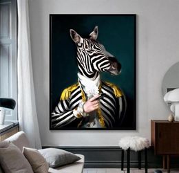 Canvas Painting Wall Posters and Prints Gentleman Zebra HD Wall Art Pictures For Living Room Decoration Dining Restaurant el Home 6575166