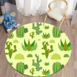 Carpets HX Est Fashion Round Carpet Desert Plants Cactus 3D Printed For Living Room Flannel Bedroom Area Rug Alfombras