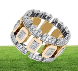 Fashion personality Colour separation Band Rings with diamonds hollow design mens Jewellery party gift76386527760148