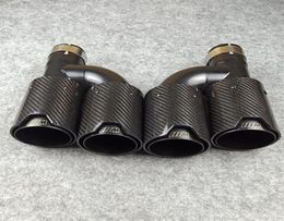 One pair H style carbon Fibre exhaust end tips auto muffler Glossy Black stainless steel for Bmw with M logo233k83050187464963