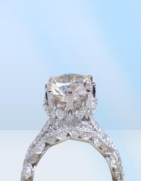 Vecalon Vintage Jewellery Women ring set 3ct Diamonique Cz Rose Gold Filled 925 silver Anniversary wedding ring for women men8640073