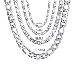 Chains Men39s 925 Sterling Silver 4MM6MM8MM12MM Curb Cuban Chain Necklace 1630 Inch For Man Women Fashion Jewellery High End 6813031