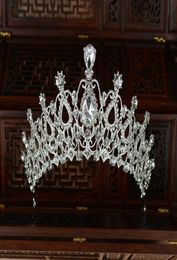 Cheap Silver Crystals Wedding Tiaras Beaded Bridal Crowns Diamond Head Pieces Rhinestone Headband Shining Hair Accessories Pageant8280330