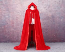 Black Velvet Hooded Cloak Bridal Cloaks Capes Floor Length Witch Cloak Custom Made Winter Halloween Winter Long Weddil Wraps