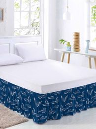 Leaves Hand Painted Watercolour Bed Skirt Elastic Ruffle Bed Skirt Soft Comfortable Wrap Around Bed Cover Bed Protector