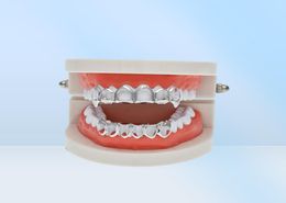 New Hip Hop Custom Fit Grill Six Hollow Open Face Gold Mouth Grillz Caps Top Bottom With Silicone Vampire teeth Set8978373