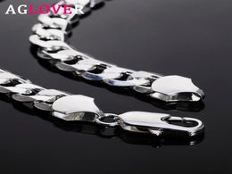 AGLOVER 925 Sterling Silver Cuban Chain 12MM 18202224262830 Inch Side Chain Necklace For Woman Man Fashion Jewellery Gift7904798