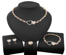 Double Love Hug and Kiss Xoxo Necklace Similar Jewelry Set Fashion Filled Gold Rose Little Girl Kid Child Jewellery Sets X01795794437