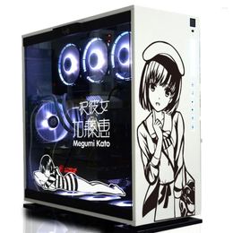 Window Stickers Megumi Kato Anime For Computer Case Cartoon Decor Decal ATX PC Skin Waterproof Hollow Out Graffiti Decals