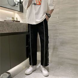 Pantaloni abbottonati per estate maschili sottili coreani in stile coreano alla moda bloccanti pantaloni casual strada alla moda alla moda pantaloni sportivi larghi larghi