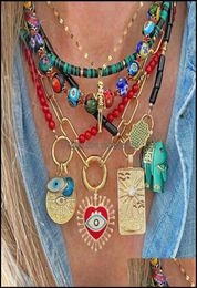 Pendant Necklaces Pendants Jewellery Evil Eye Heart Red Green Necklace For Women Choker Goth Aesthetic Boho Vintage Collier Femme Fa4126460