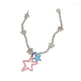 Chains Elegant Star Pendant Necklace Stylish Choker Dopamine Beaded Modern Neck Jewellery Gift For Women Girls