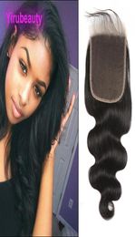 Brazilian Human Hair 6X6 Lace Closure Body Wave 1224inch With Baby Hair Extensions Six By Six Closures Natural Color Whole5004739