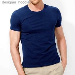 Men's Hoodies Sweatshirts MRMT 2024 New Mens T-shirt Solid Lycra Cotton Short Sleeve T-shirt Round Neck Top Cotton Bottom Shirt C240412