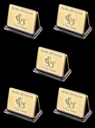 5pcs Metal Craft 1 Troy Ounce United States Buffalo Bullion Coin 100 Mill 999 Fine American Gold Plated Bar3794376