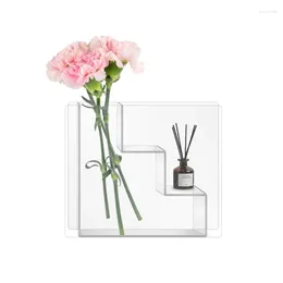 Vases Clear Acrylic Vase Trapezoidal Flower For Table Centrepieces Arrangement Home Office Decorations