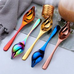 Spoons Colourful Stainless Steel Saucier Spoon Creative Metal DIY Tapered Spout Decorating Honey Sauce Baking Tool
