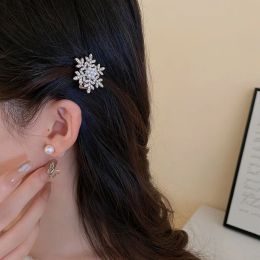 Christmas Hairpins Side Clips Glitter Rhinestone Snowflake Headpiece for Women Girl Party Daily Hair Jewelry 2024 Y2K Hairclips