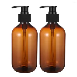 Liquid Soap Dispenser 2PCS 500ml Empty Shampoo Bottles Opaque Versatile Pump Bottle Lotion Container Hand ( Light Brown ) Ceramic