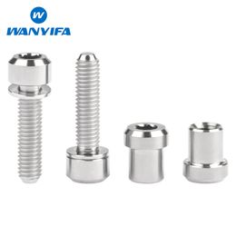 Wanyifa 2pcs Titanium Nuts+2pcs M5x16/18/20mm With Washer Rounded Column Head Screws For 3T Stem Front Forking Lock