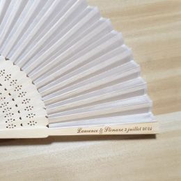 100pcs White Hand Fan Engrave Print Personalised Names for Guest in Gift Box with "Thank You" Tags Wedding Favours Party Gift