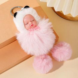 Keychains Cute Sleep Doll Hairball Keychain Pendant Hibernation Sleeping