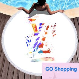 Factory Direct Fashion Brand round Printed Beach Towel Microfiber with Tassel Feel Soft Wholesale