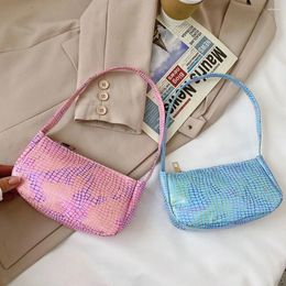 Bag Fashion Women PU Leather Stone Pattern Handbag Solid Candy Color Small Shoulder Lady Designer All-match Zipper Underarm Bags