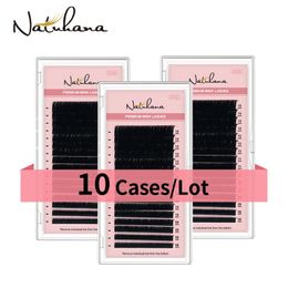 NATUHANA Lashes 10Cases/Lot 16rows 8~15mm Mix Eyelashes Synthetic Mink Eyelash Extension Natural Fake False Soft Makeup Cilios 240407