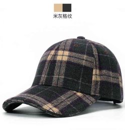 Women and Men Winter Outdoors Warm Felt Peaked Caps Dad Casual Thick Casquette Adult Plaid Wool Baseball Hats 5562cm 2201116231166