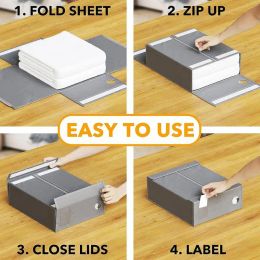 Bed Sheet Organizers And Storage Foldable Sheet Organizer For Linen Closet, Sheets Set Folder Keeper With Window